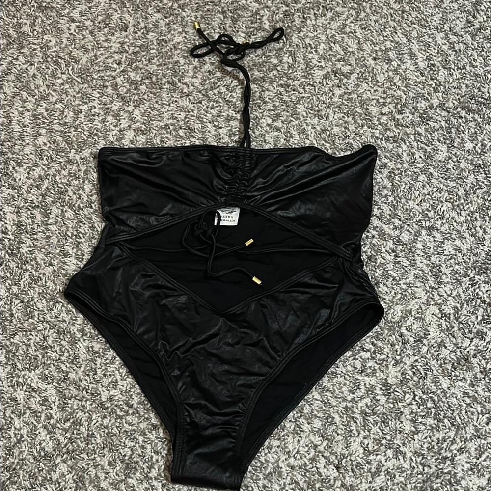 NORMAILLOT Black Cutout One Piece Swimsuit Size Large